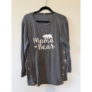 VGUC Women's 18W Mama Bear Gray Long Sleeve Top